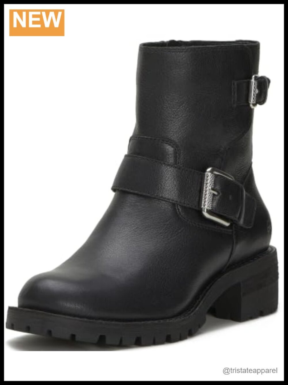 Lucky Brand Taini Women's Ankle Motorcycle Bootie Leather Zip Block Heel